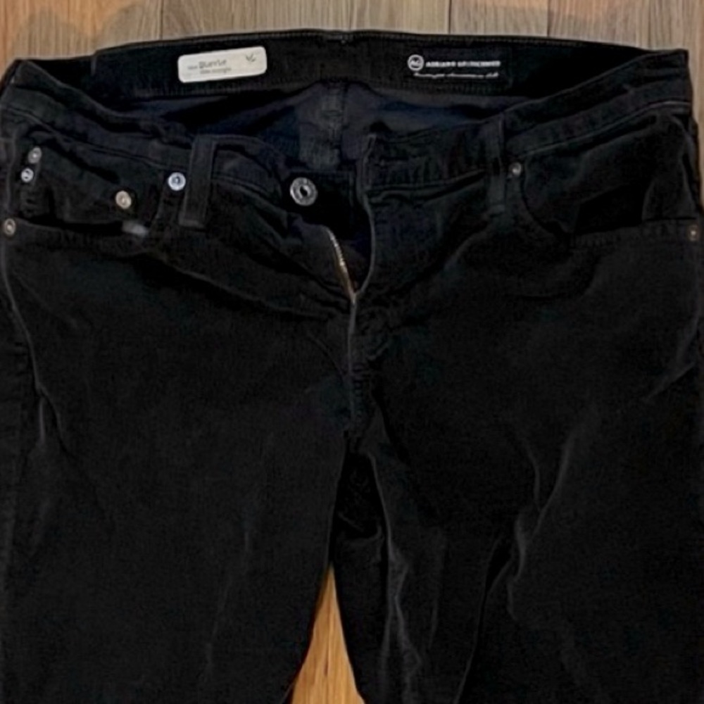 AG ADRIANO GOLDSCHMIED CORDUROY PANTS, color is dark slate gray.